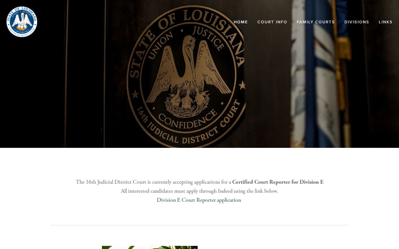 St. Martin Parish 16th Judicial District Court page for the courthouse in St. Martinville